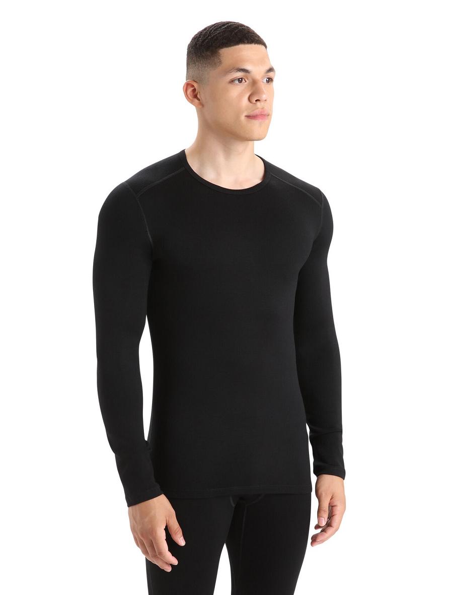 Icebreaker Merino 260 Tech Long Sleeve Crewe Thermal Top Miesten Base Layers Mustat | FI 1398CTVE